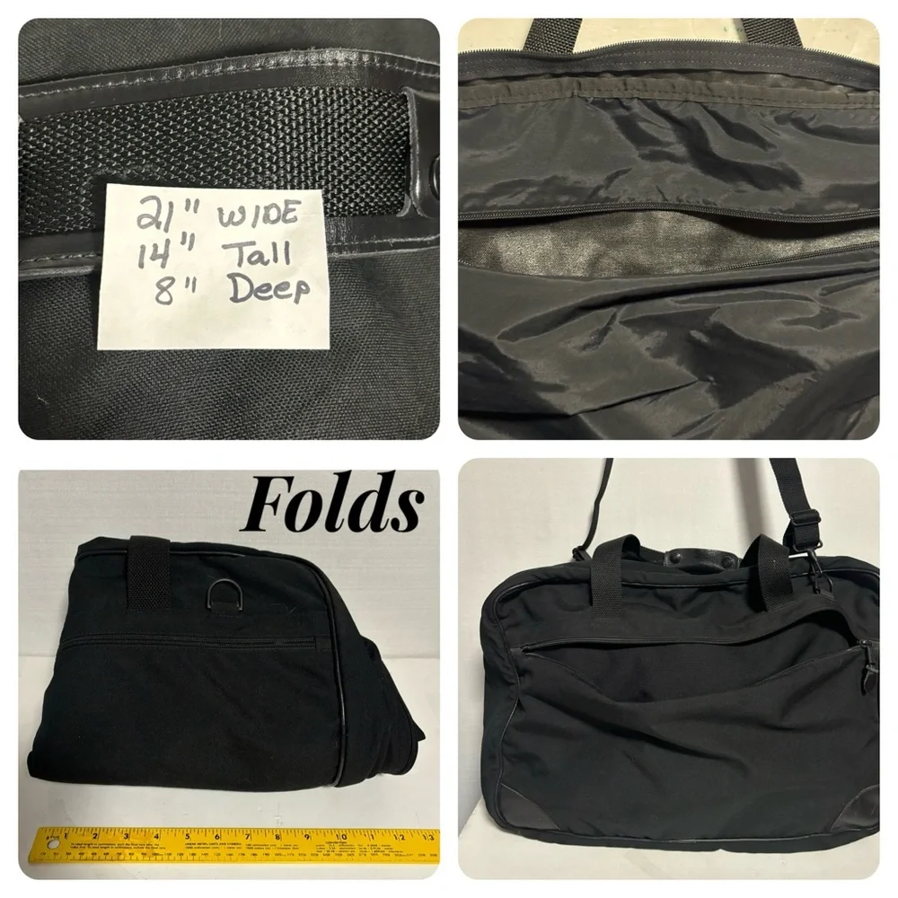 Soft Side Suitcase Travel Bag Black 21X14X8 Perfect Size Shoulder Strap EUC